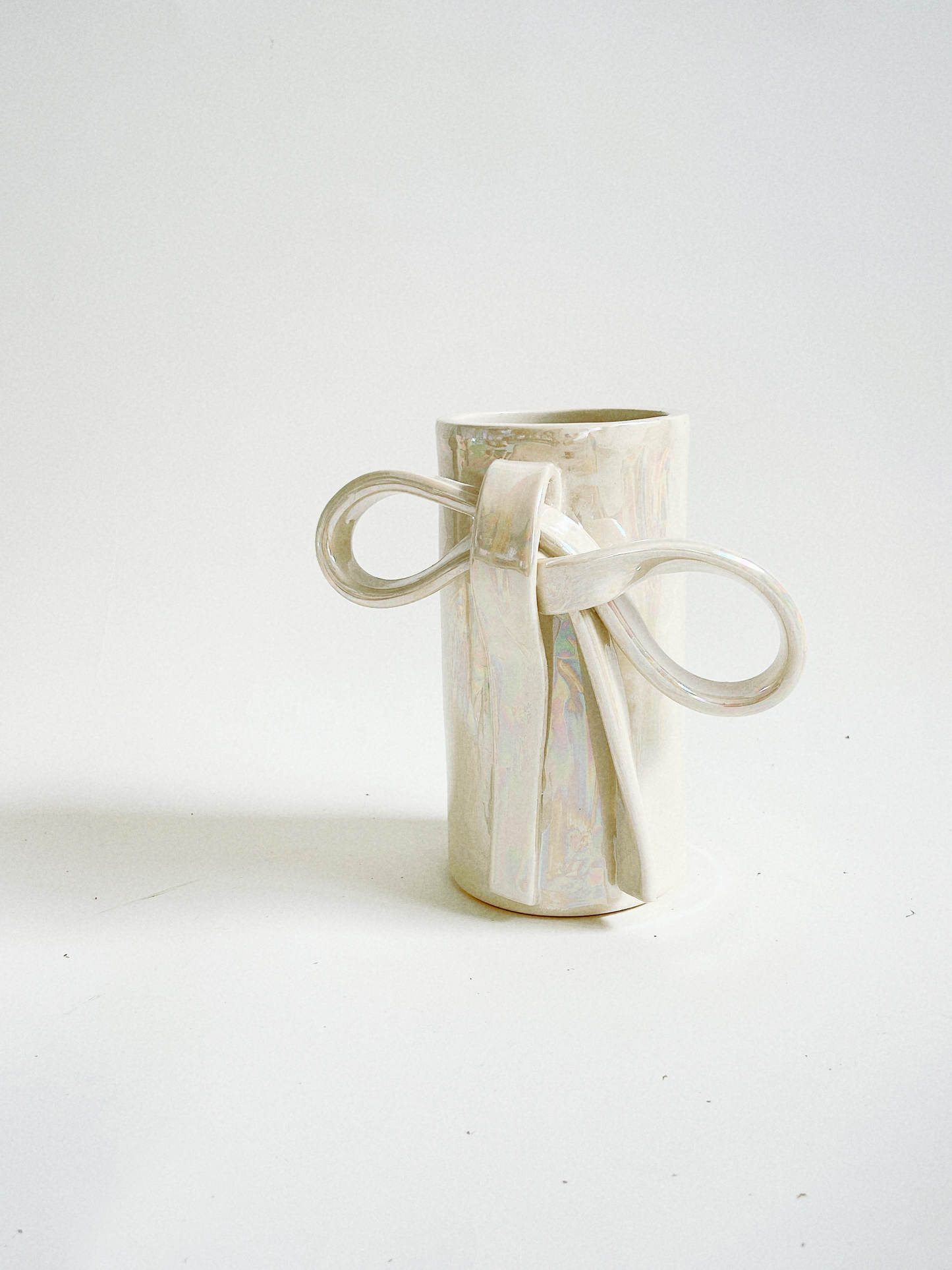Bow In Pearlescent Handmade Ceramic Vase