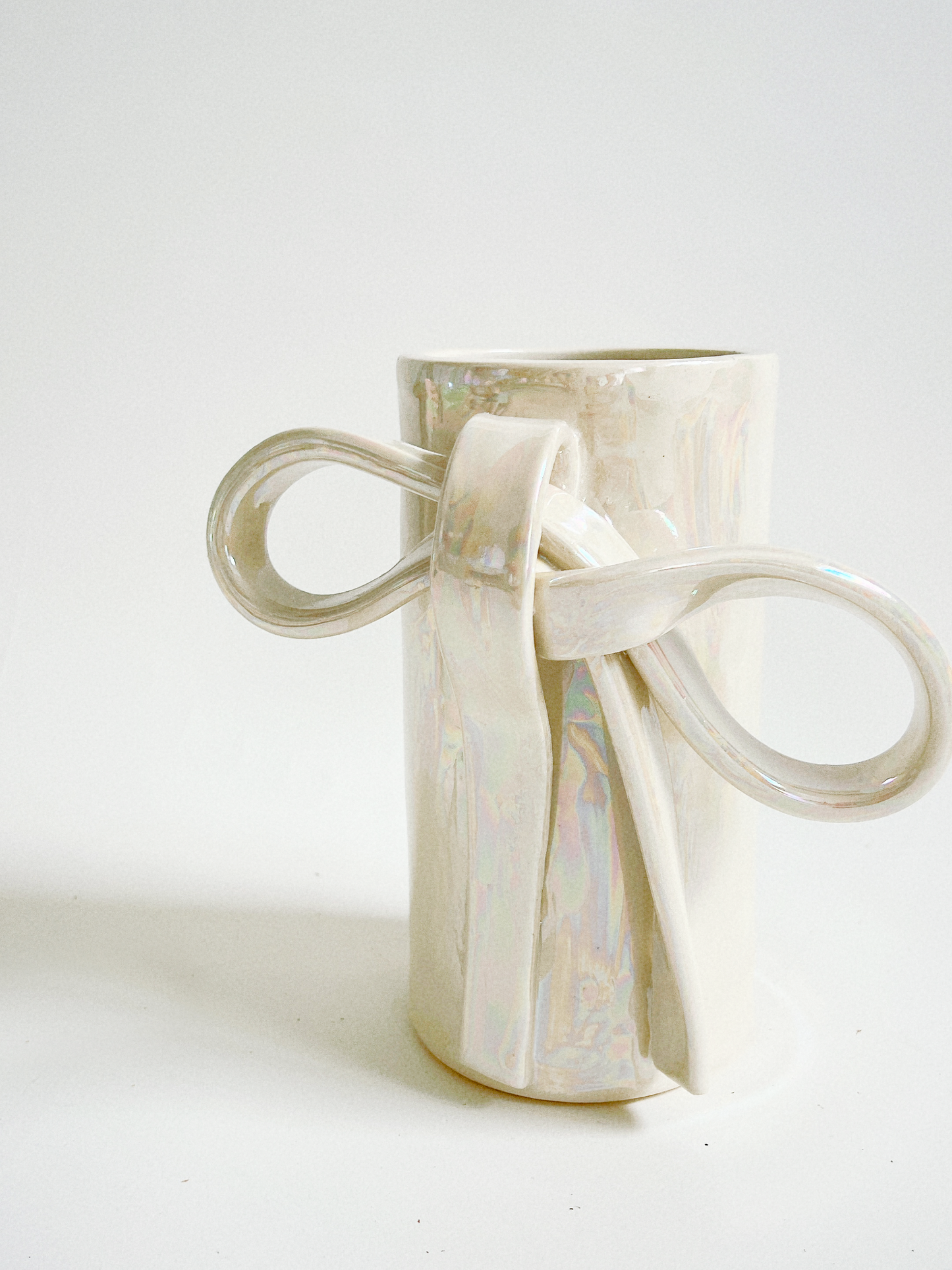 Bow In Pearlescent Handmade Ceramic Vase