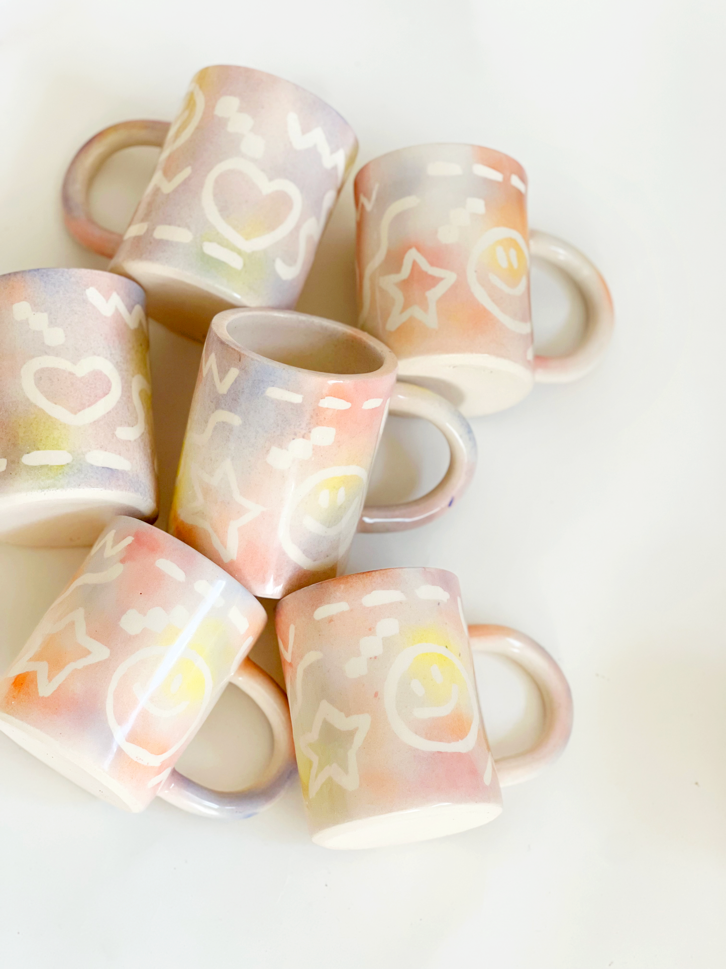 Large Happy Faces Handmade Ceramic Mug