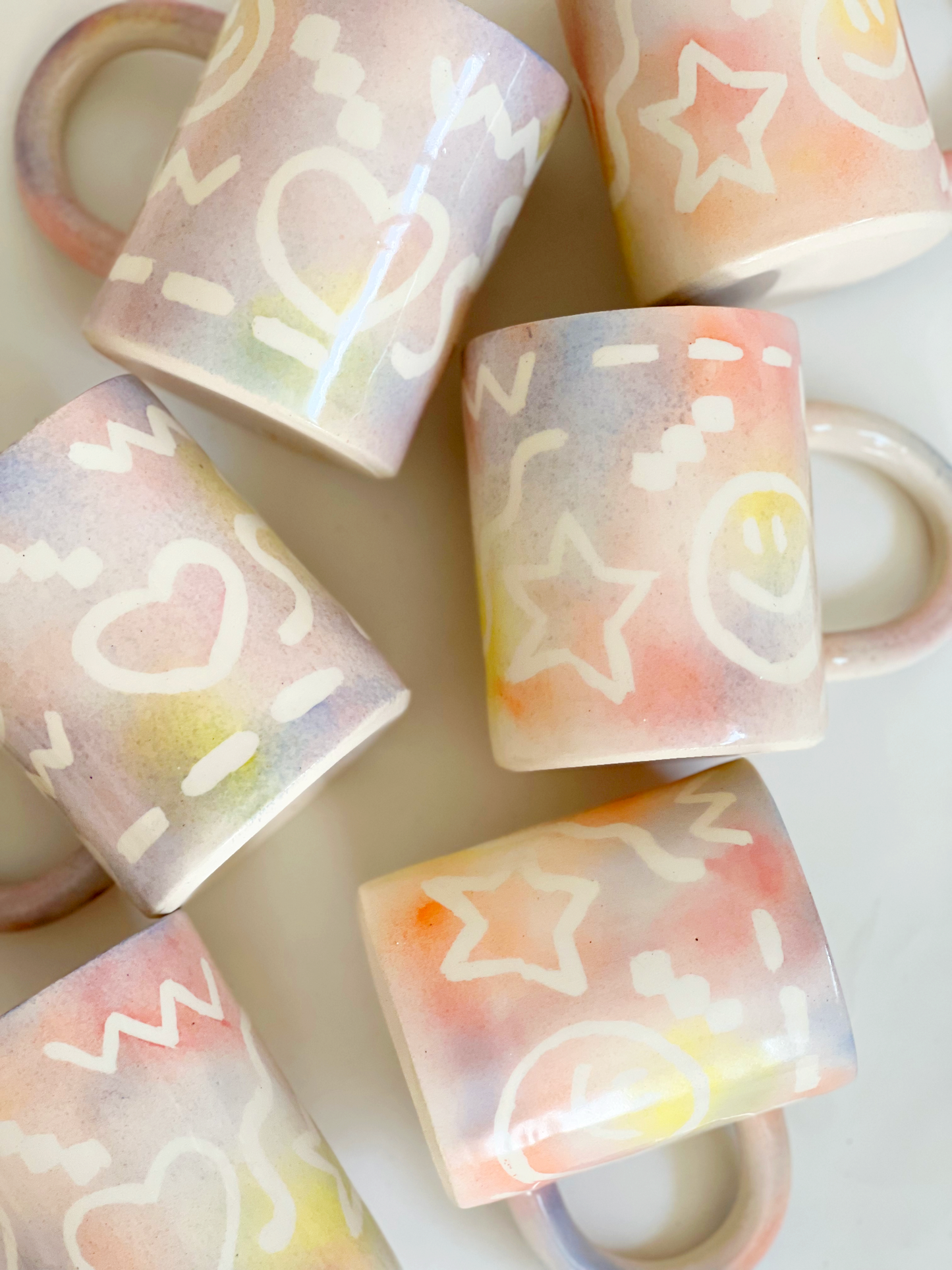 Large Happy Faces Handmade Ceramic Mug