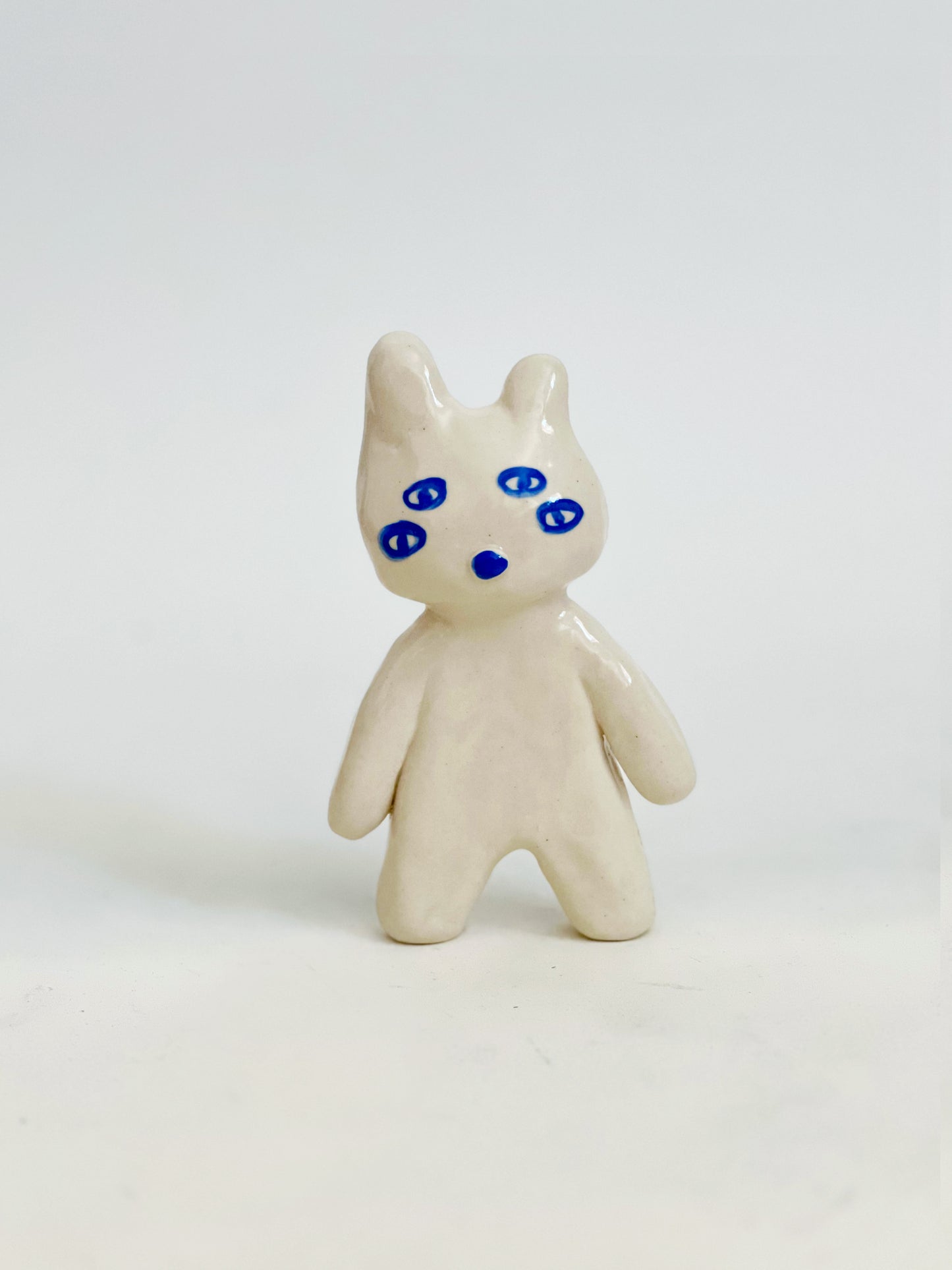 "Something Little" Project 01- Little Four eyes and nature Handmade and Hand-painted Ceramics Sculpture
