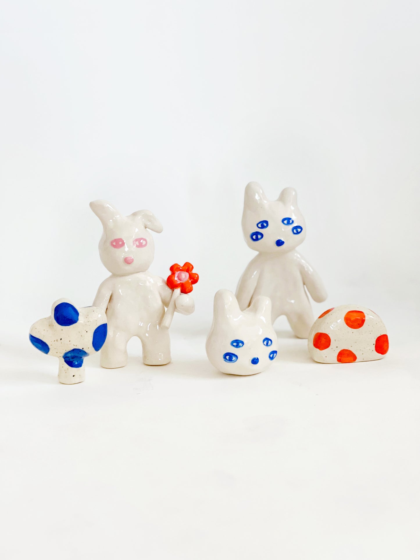 "Something Little" Project 01- Little Four eyes and nature Handmade and Hand-painted Ceramics Sculpture
