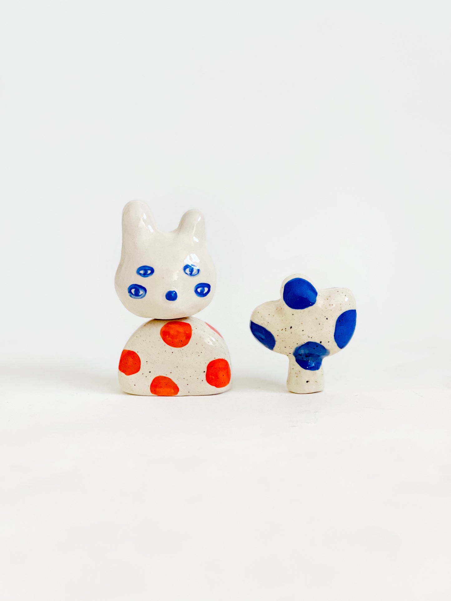 "Something Little" Project 01- Little Four eyes and nature Handmade and Hand-painted Ceramics Sculpture