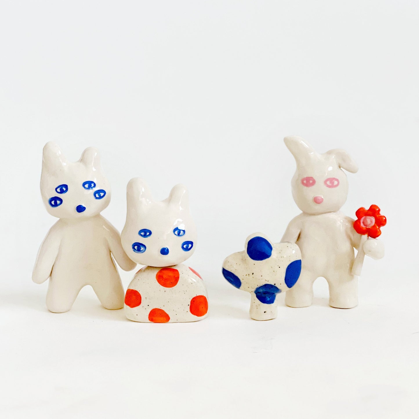 "Something Little" Project 01- Little Four eyes and nature Handmade and Hand-painted Ceramics Sculpture