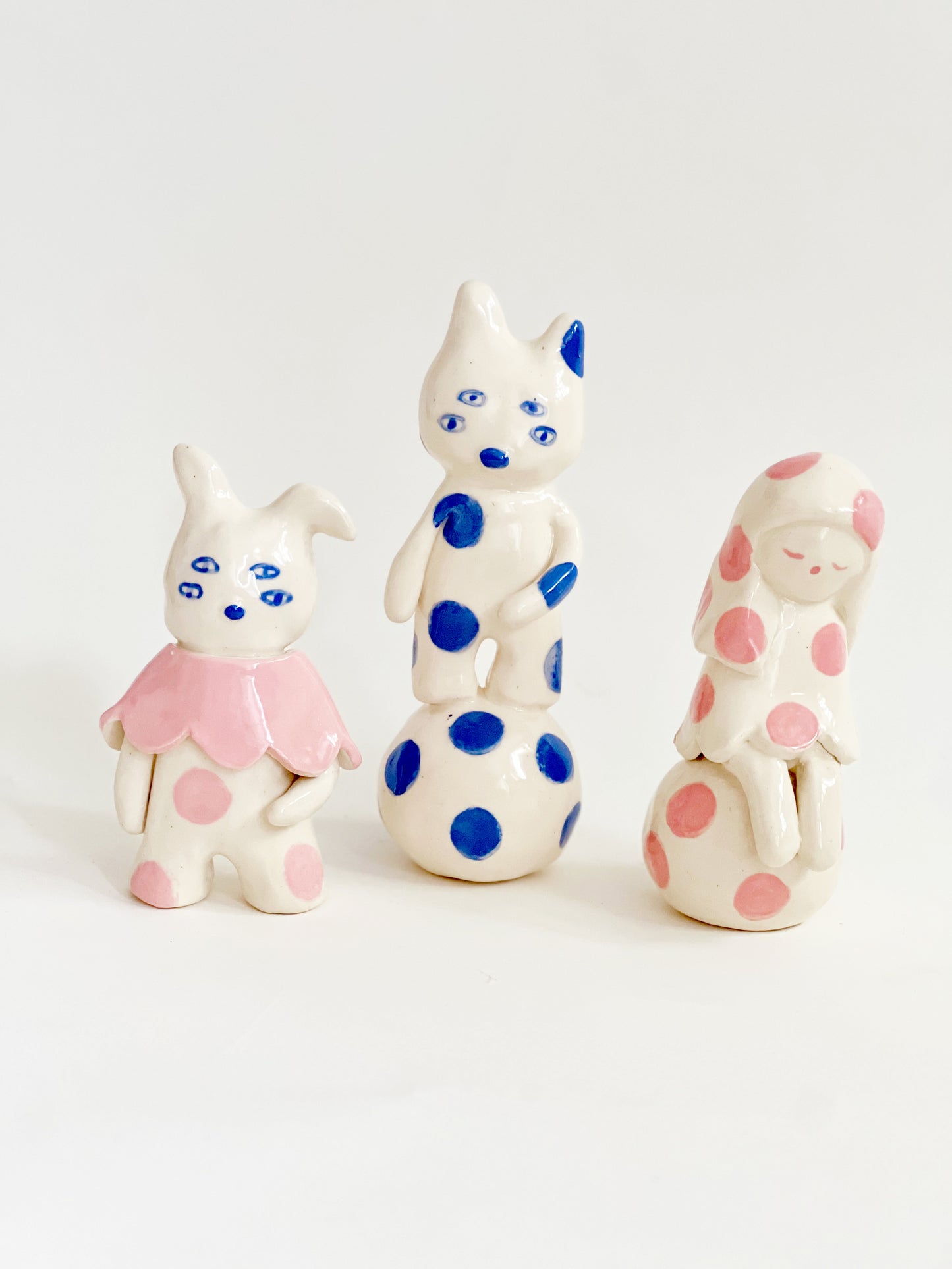 "Something Little" Project 02- Little Four eyes and friends Handmade and Hand-painted Ceramics Sculpture
