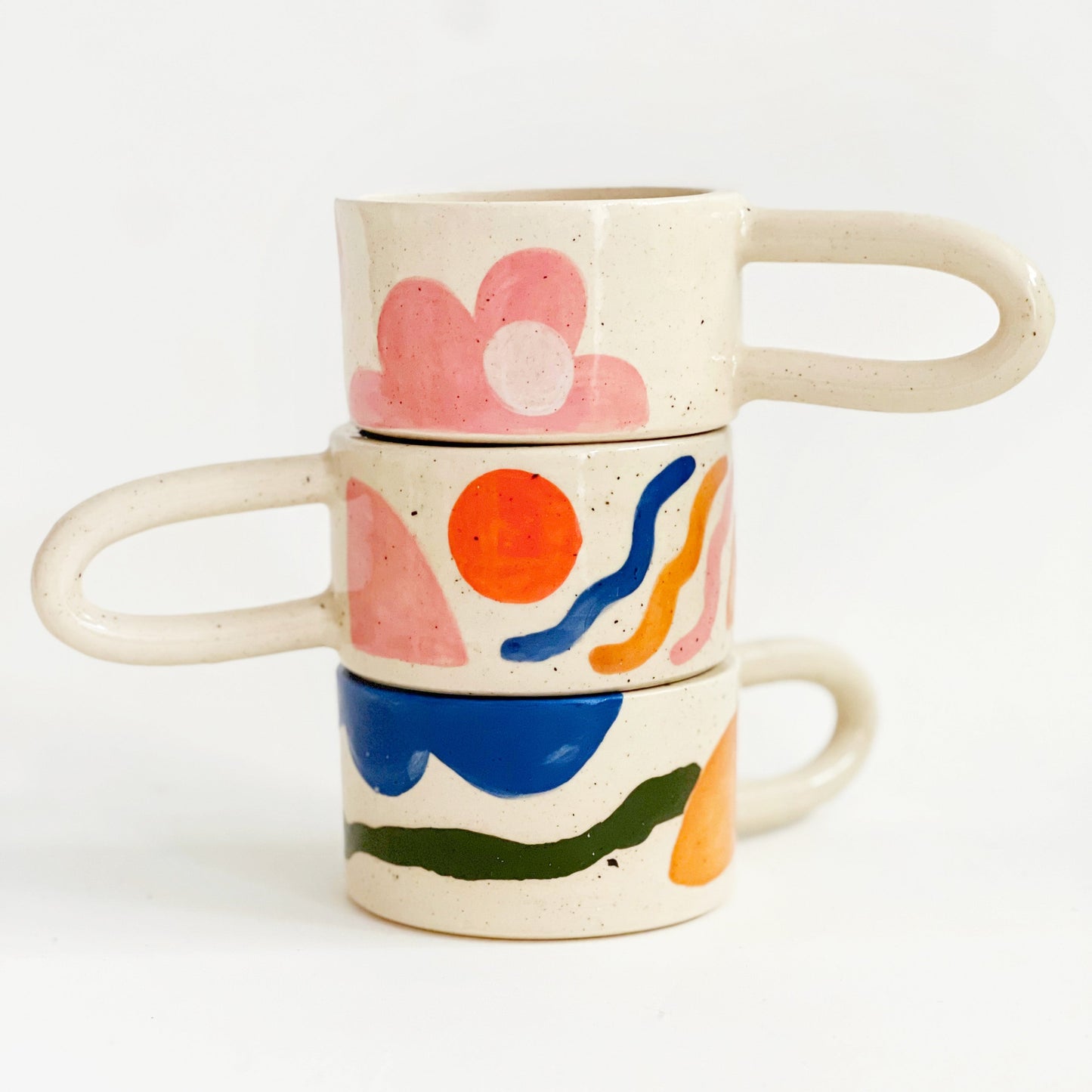 Wide Hand-painted Sprinkle on White Mug