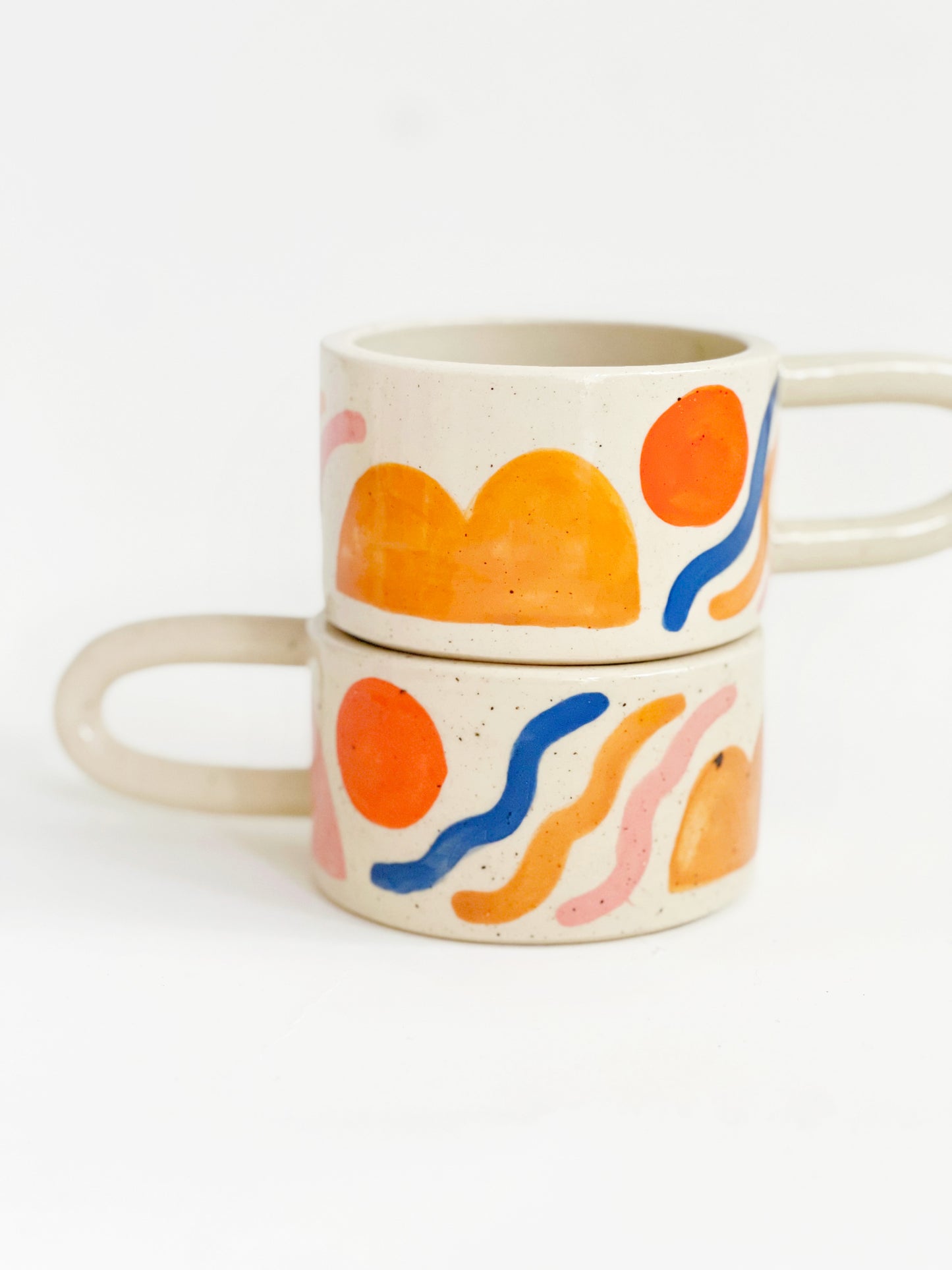 Wide Hand-painted Sprinkle on White Mug