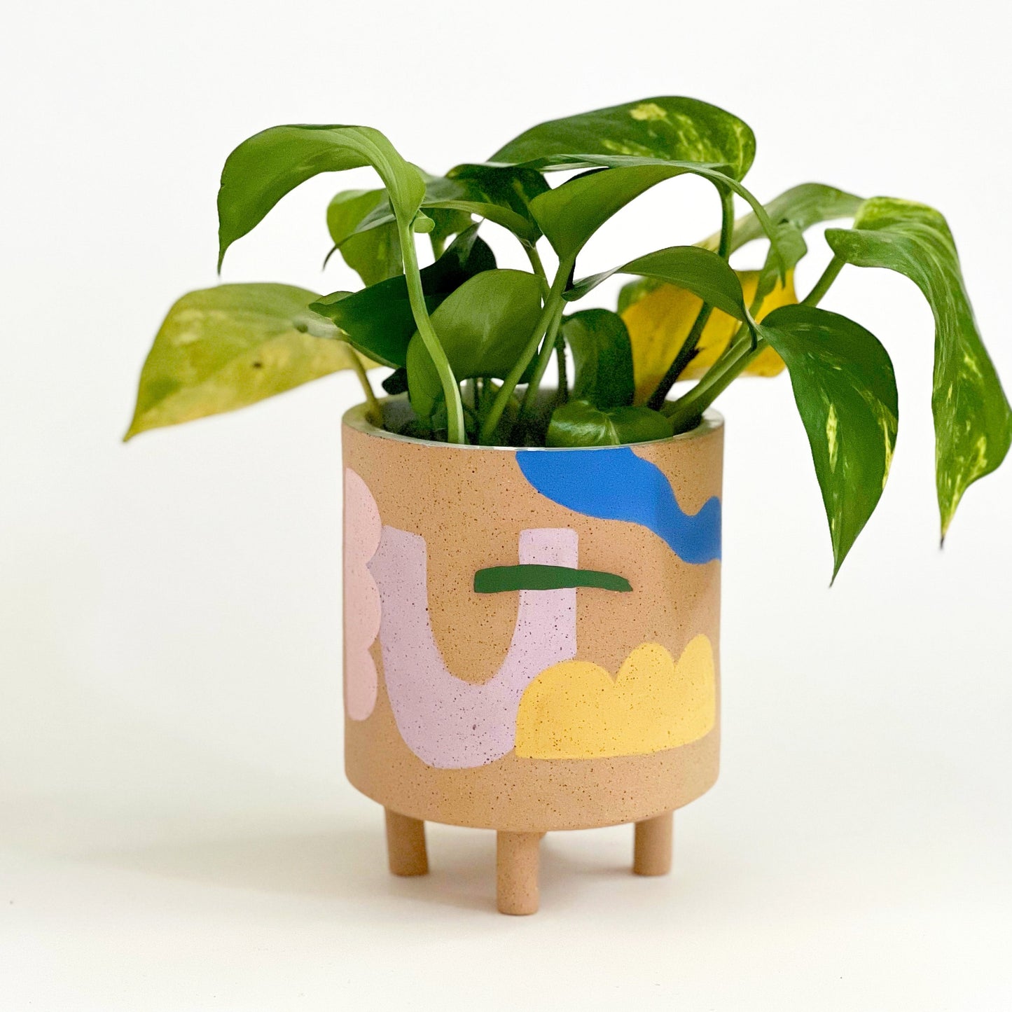 Cutout Nature on Speckles Handmade and Hand-painted Ceramics Planter