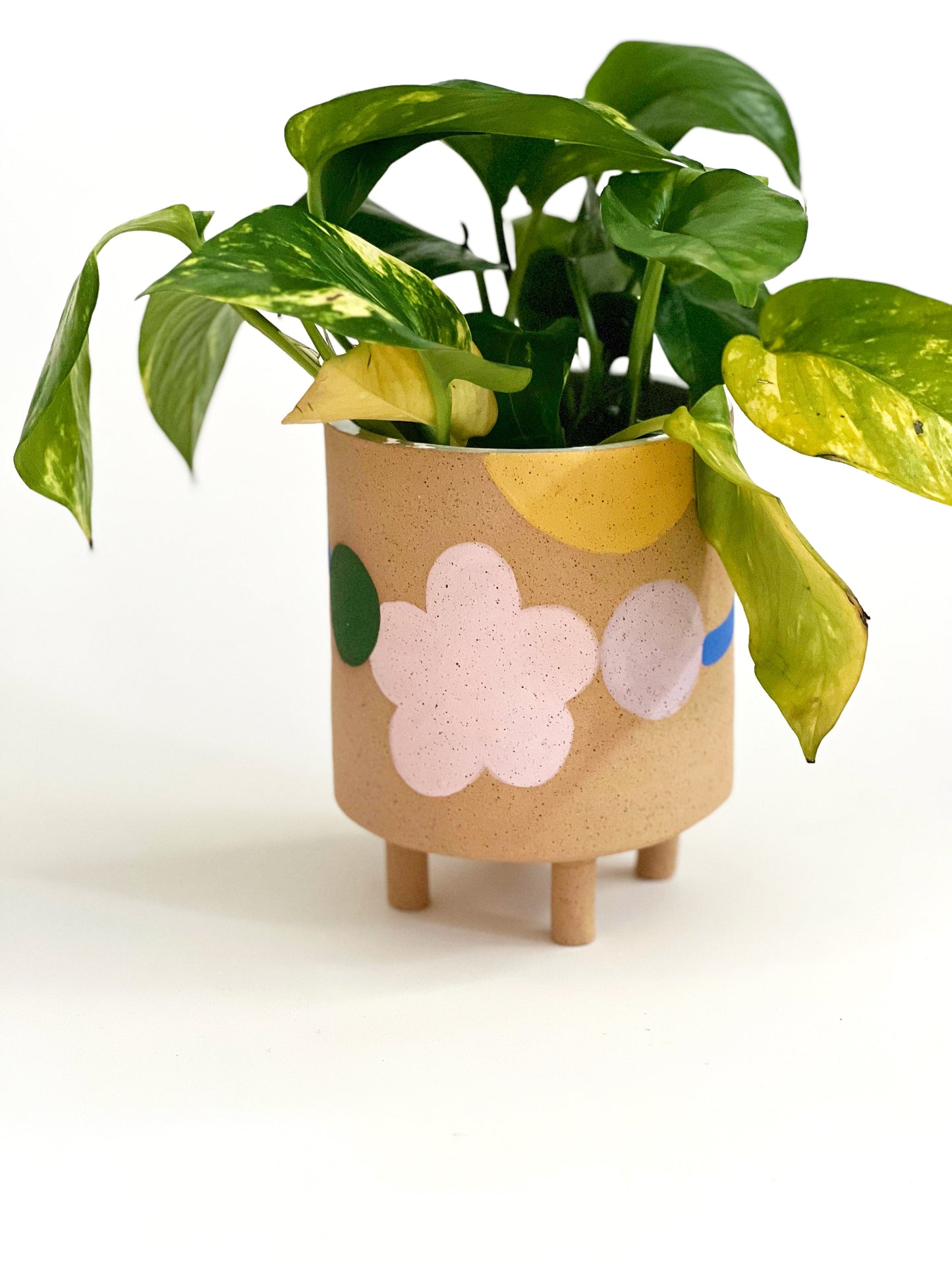 Cutout Nature on Speckles Handmade and Hand-painted Ceramics Planter
