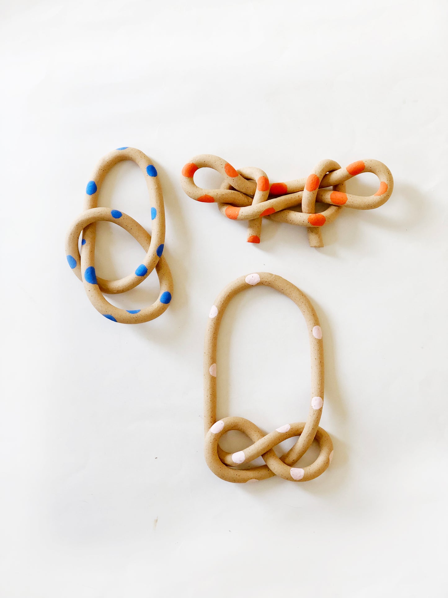 handmade, los angeles, ceramic, clay object, wall hanging, art, pottery, clay object, rope, sprinkles, dots