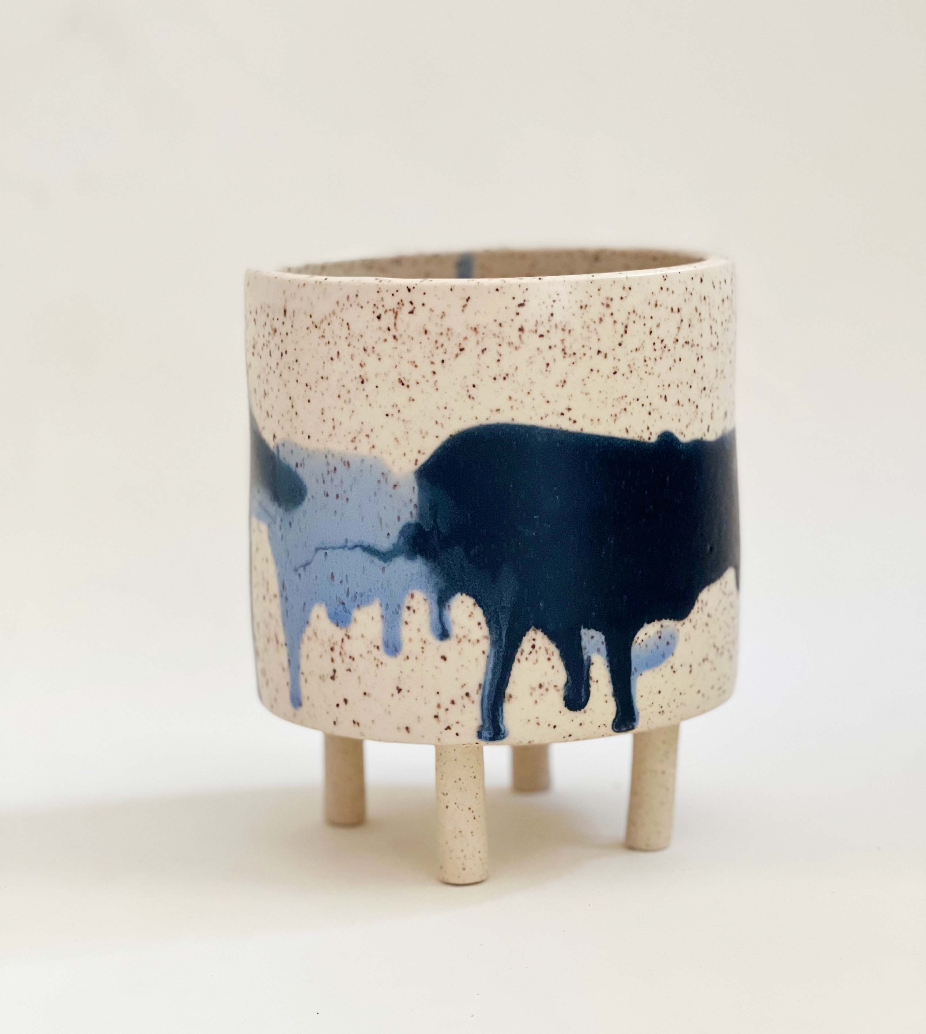 Soft cloud black and blue vase and planter