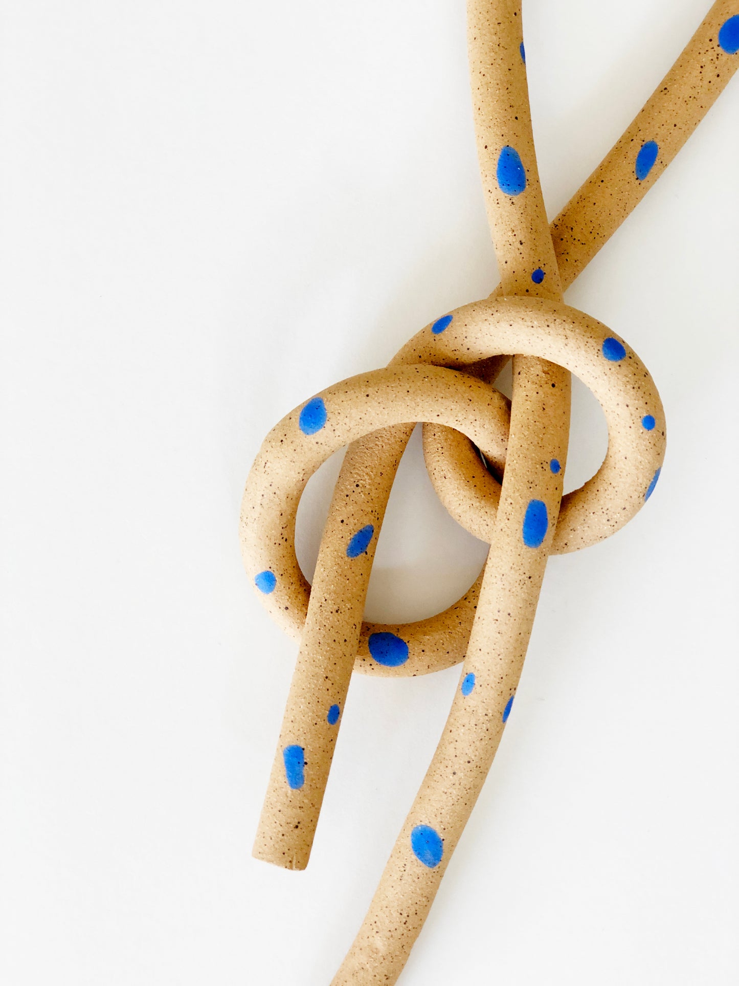 Blue Dots Long Speckled Handmade Knot Wall Hanging