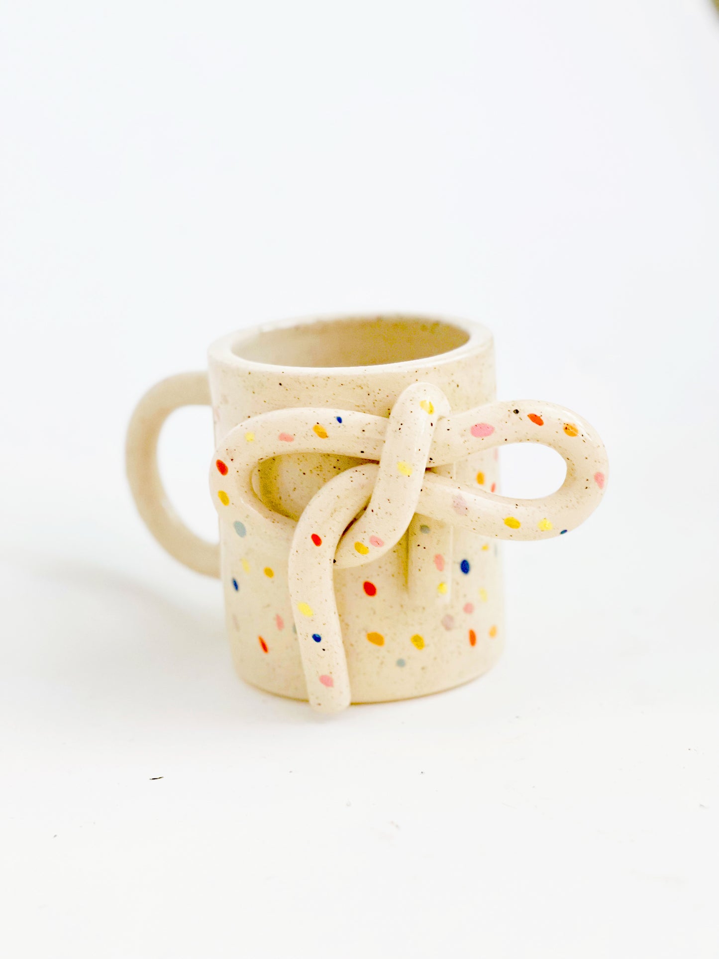 Large Bow Knot Handmade Speckled Mug