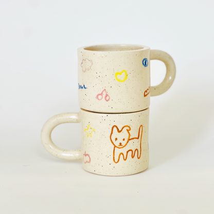 Small Bowl and Friends Handmade and Handpainted Ceramics Mug