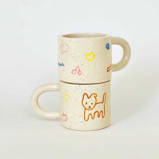 Small Bowl and Friends Handmade and Handpainted Ceramics Mug