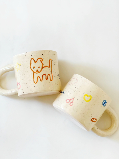 Small Bowl and Friends Handmade and Handpainted Ceramics Mug