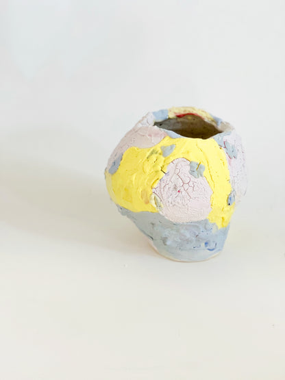 Textured Cotton Candy Sculptural Handmade Ceramic Vase