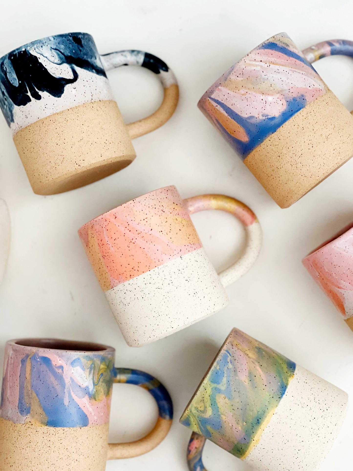 Large Marbled Speckles and White Speckles Handmade and Hand-painted Ceramics Mug