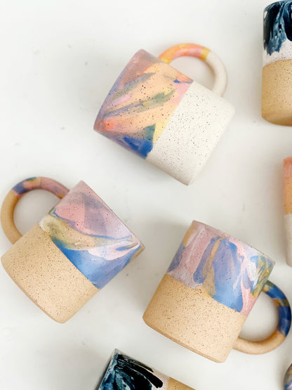 Large Marbled Speckles and White Speckles Handmade and Hand-painted Ceramics Mug