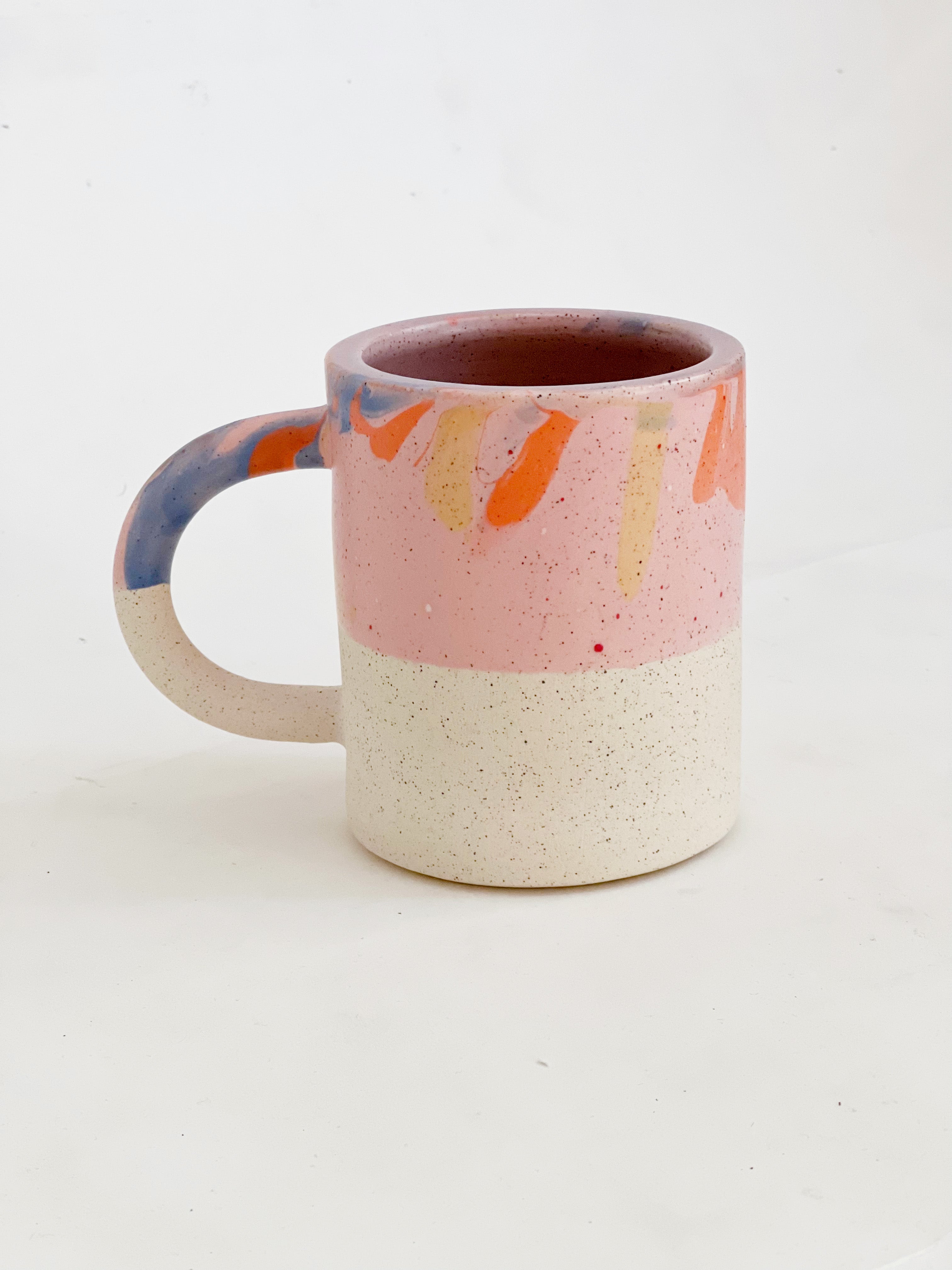 Matt Speckle White Espresso Cup with Pink Handle – Anna Jones Ceramics