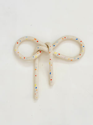 Clay Object 91 - Sprinkles on White Speckles Bow