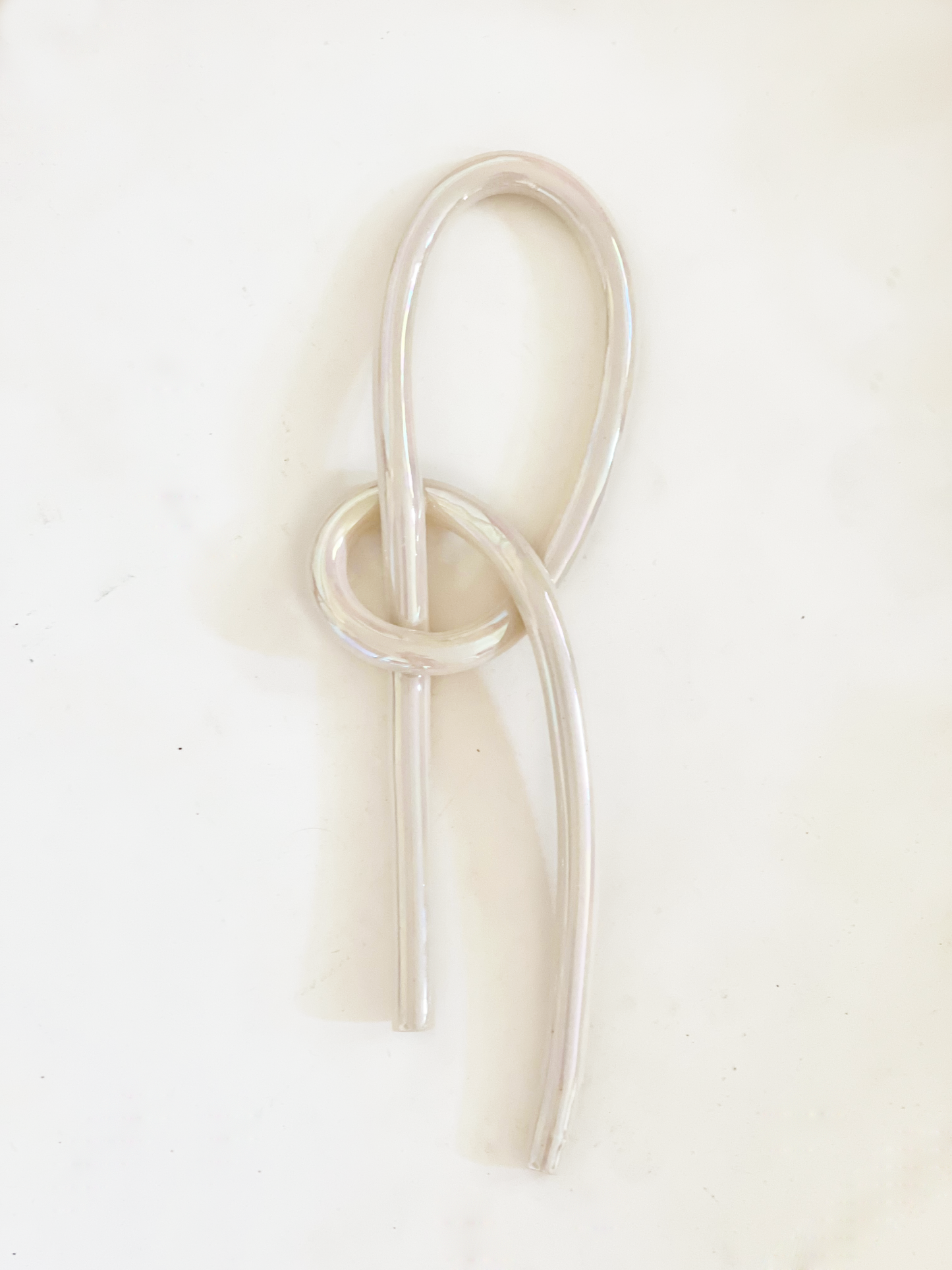 Clay Object 100 -  Long Quiet Knot in Pearlescent Handmade Ceramics Wall Hanging