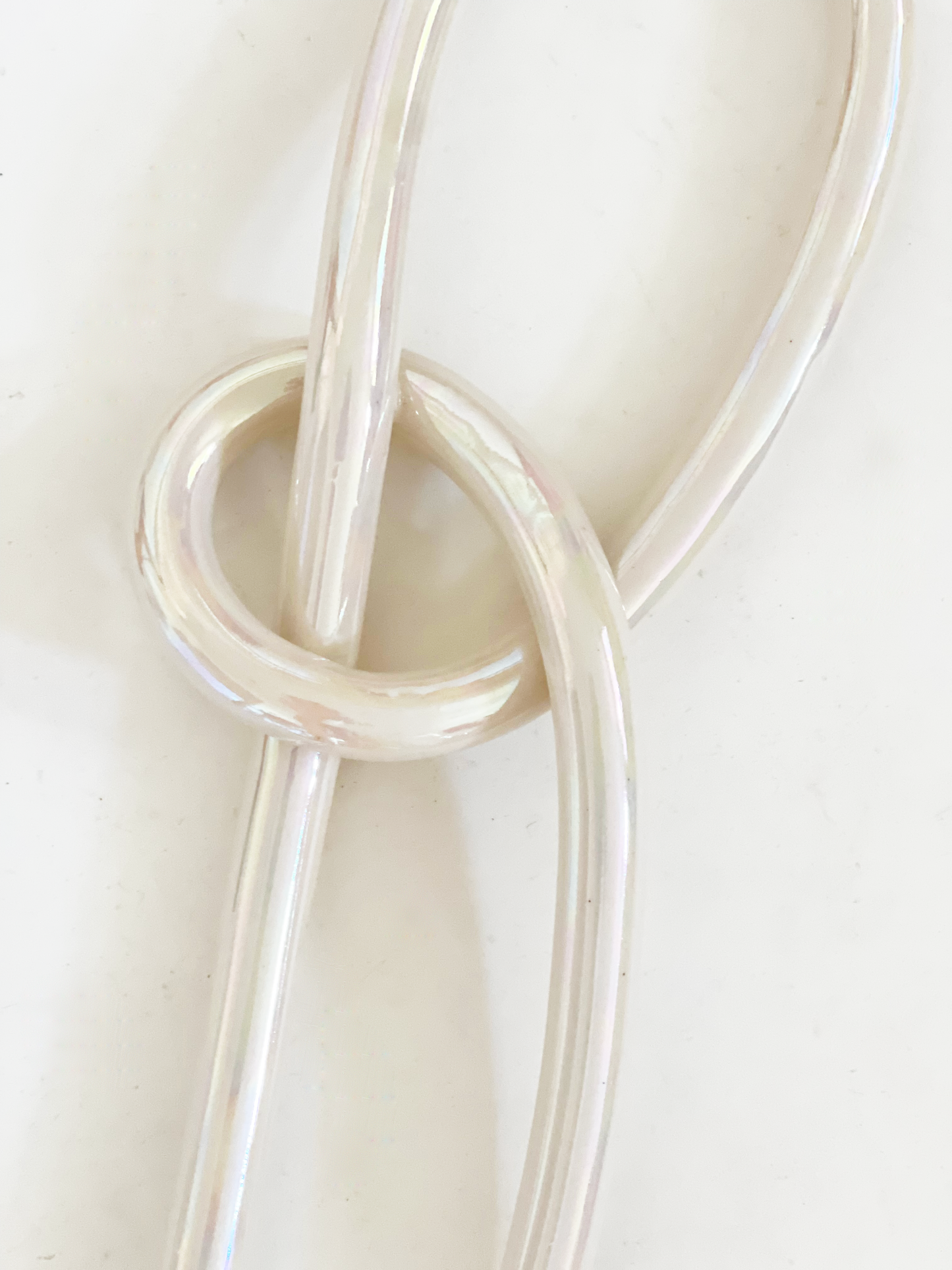 Clay Object 100 -  Long Quiet Knot in Pearlescent Handmade Ceramics Wall Hanging