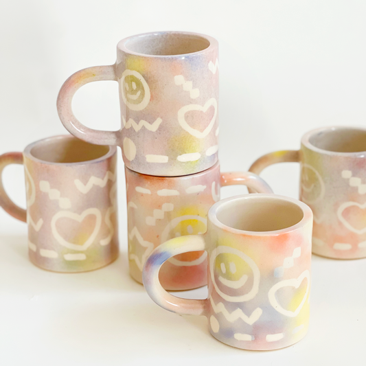 Large Happy Faces Handmade Ceramic Mug