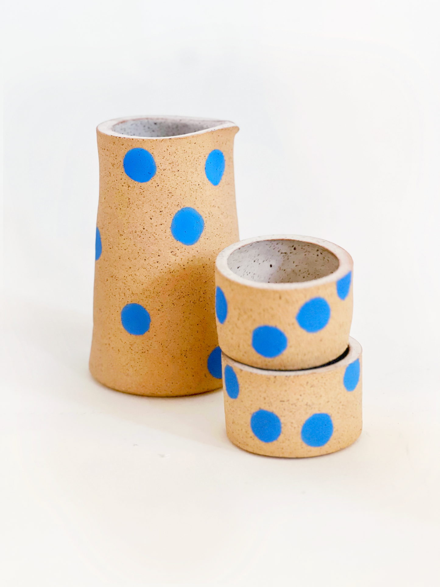 Blue Polka Dots Tea/ Sake and Cups Set