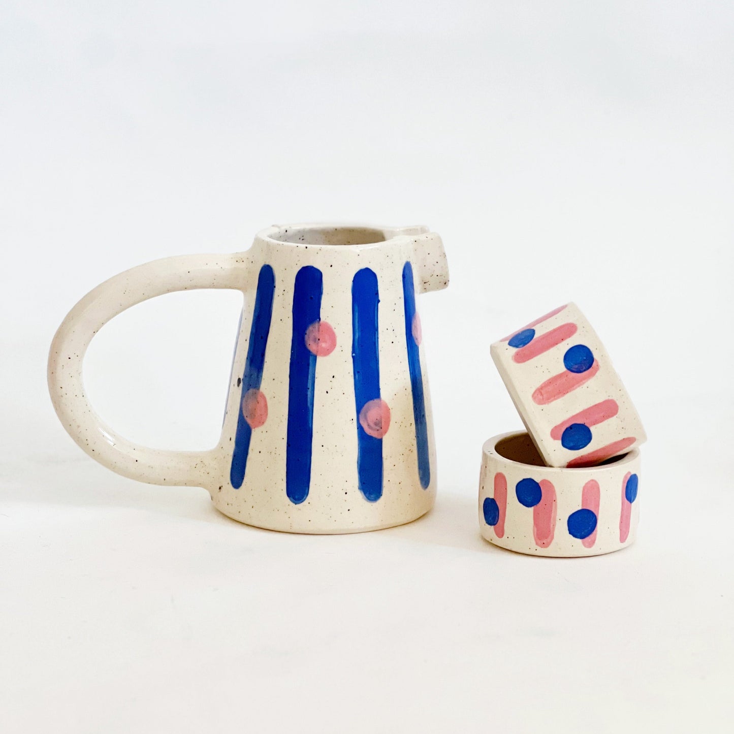 Lines and Dots  Pitcher and Small Cups Set