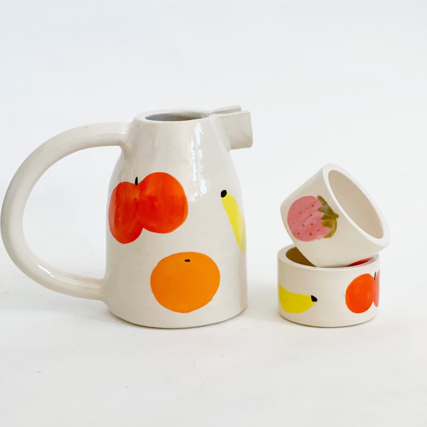 Fruits Pitcher and Small Cups Set