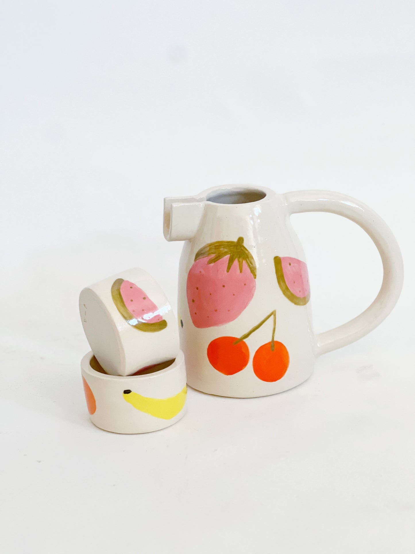 Fruits Pitcher and Small Cups Set