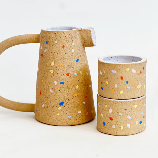 Speckles Speckled Pitcher and Cups Set