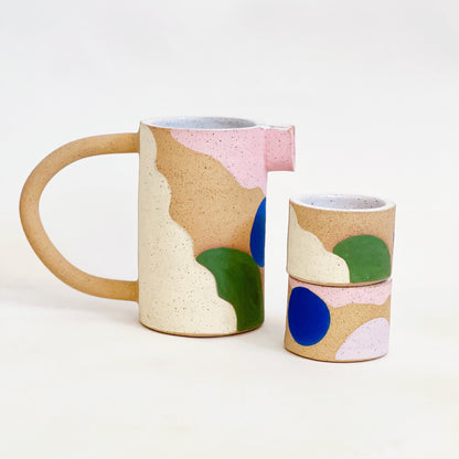 Rock Landscape Speckled Pitcher and Cups Set