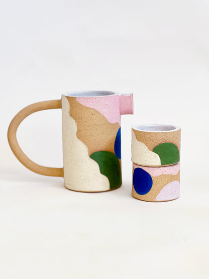 Rock Landscape Speckled Pitcher and Cups Set