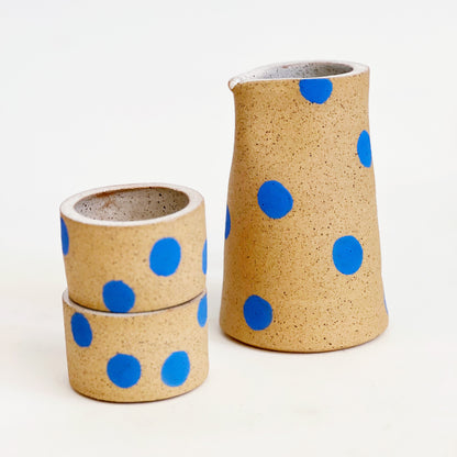 Blue Polka Dots Tea/ Sake and Cups Set