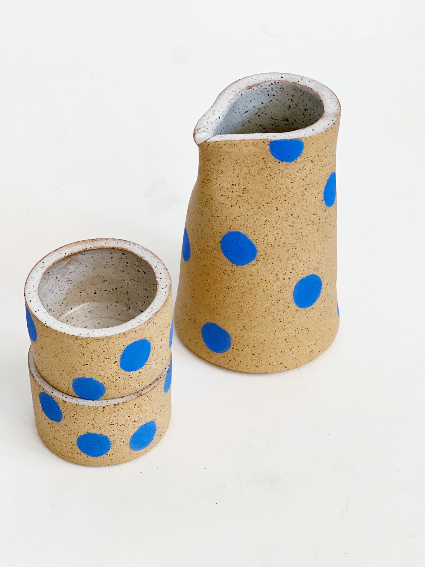 Blue Polka Dots Tea/ Sake and Cups Set