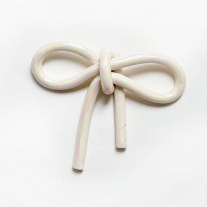 Clay Object 91 - Large Pearl Handmade ceramics Bow Wall Hanging