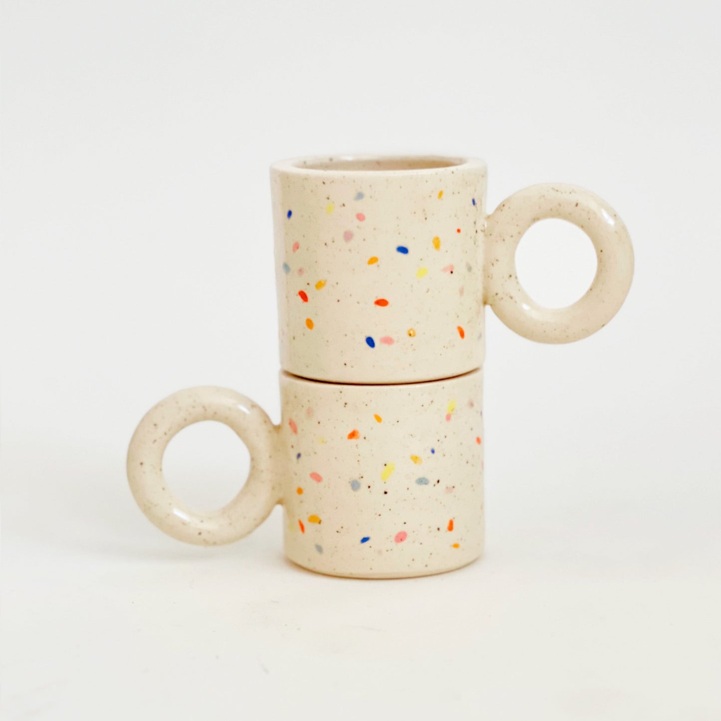 5oz Double Sprinkles Handmade and Hand-painted Ceramics Mug - Multi colors