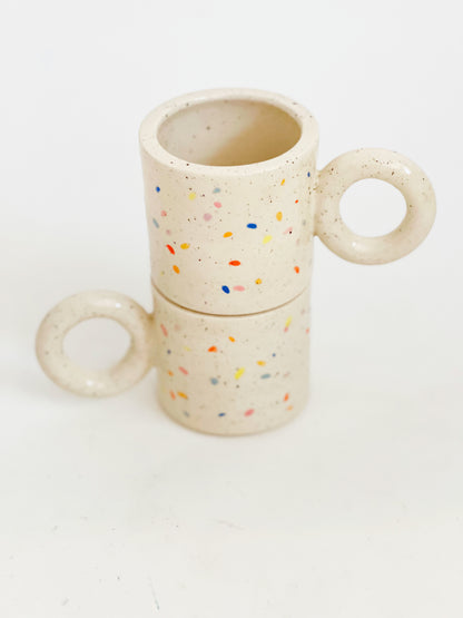 5oz Double Sprinkles Handmade and Hand-painted Ceramics Mug - Multi colors