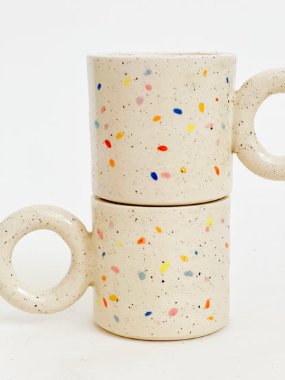 5oz Double Sprinkles Handmade and Hand-painted Ceramics Mug - Multi colors