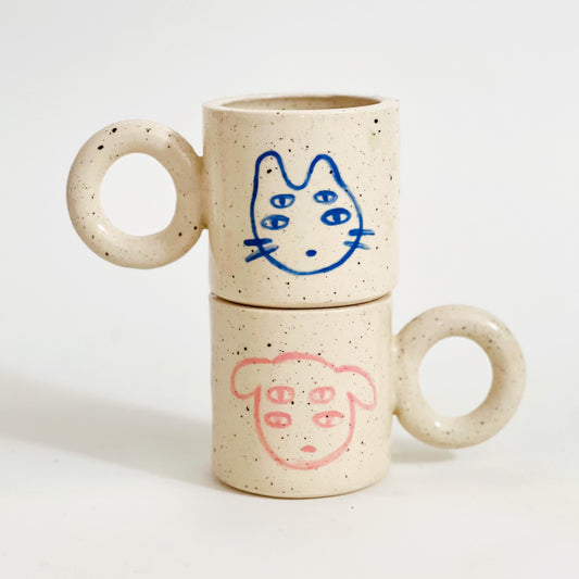 Mini Little Four Eyes Hand made and Hand-painted Ceramics Mug