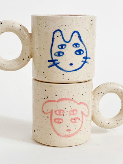 Mini Little Four Eyes Hand made and Hand-painted Ceramics Mug