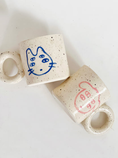 Mini Little Four Eyes Hand made and Hand-painted Ceramics Mug