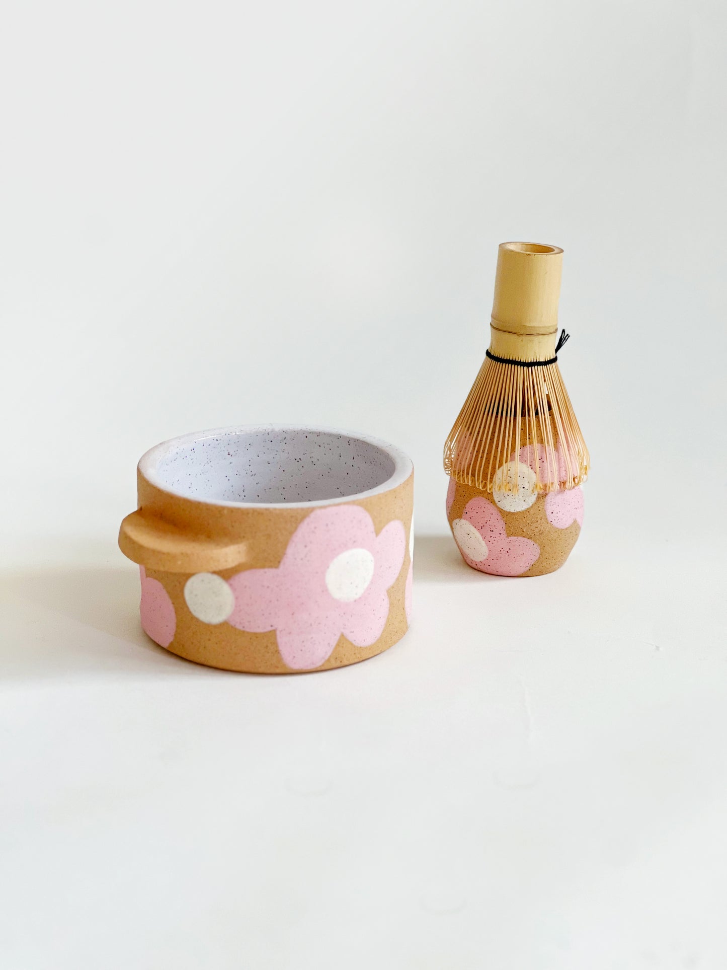 Dots over Flowers Matcha Bowl and Whisk Holder