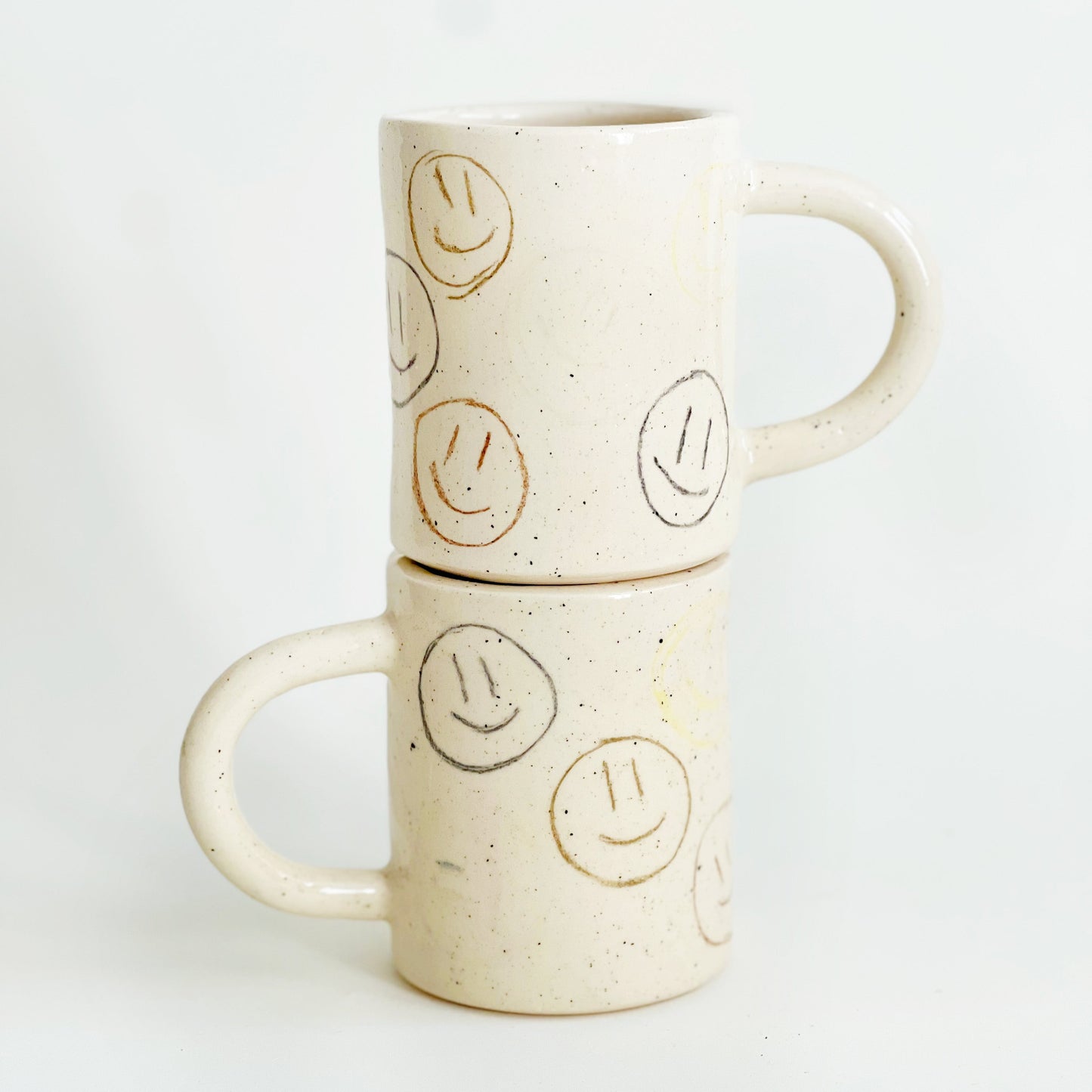 Large Happy Faces in Crayon Handmade Ceramic Mug (Sample Sale)