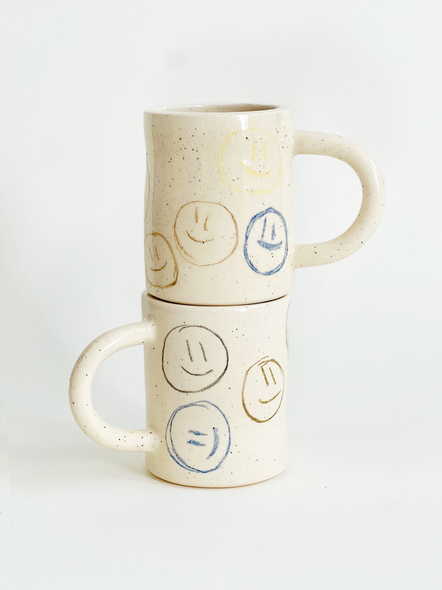 Large Happy Faces in Crayon Handmade Ceramic Mug (Sample Sale)