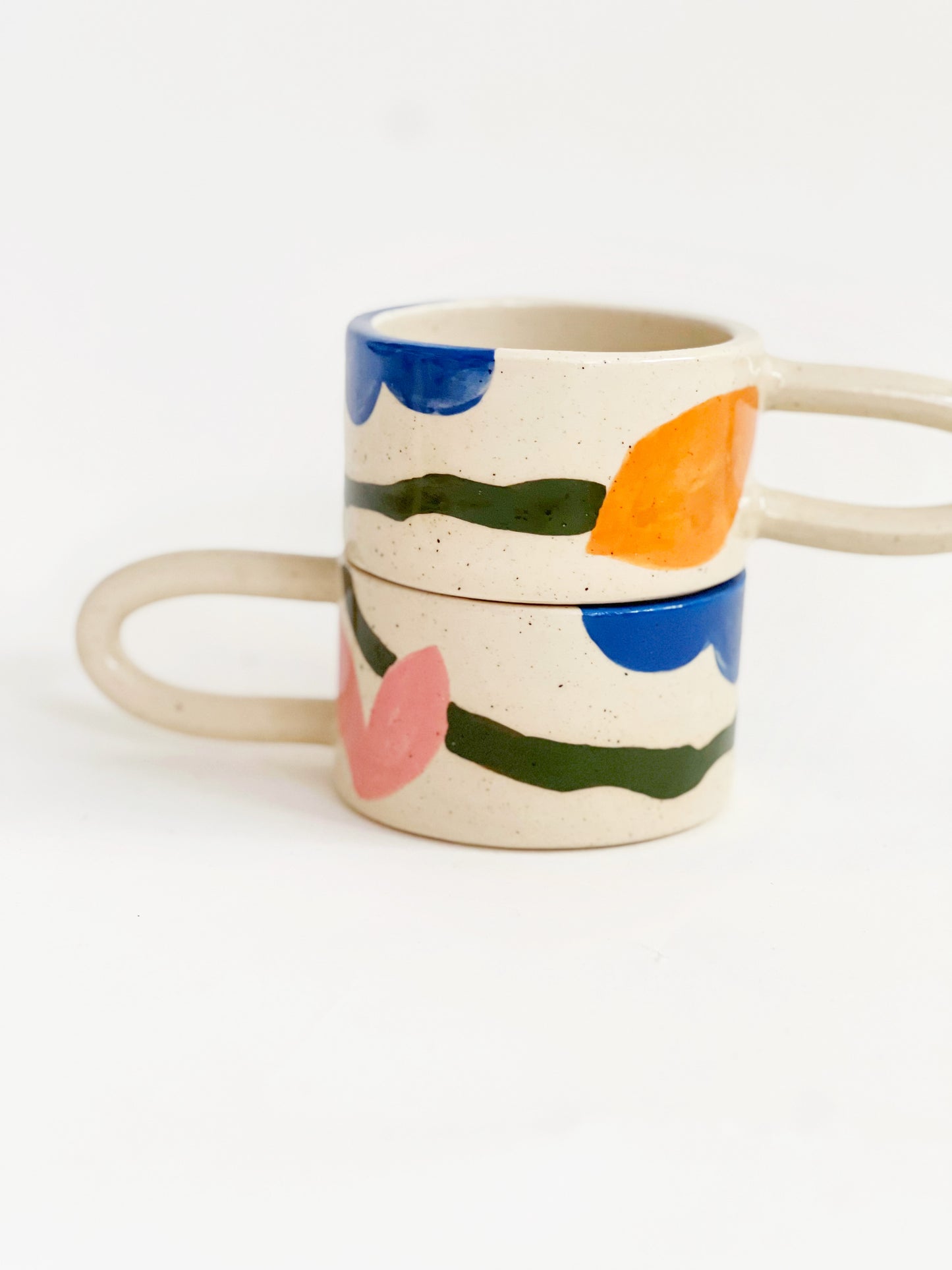 Wide Hand-painted Sprinkle on White Mug