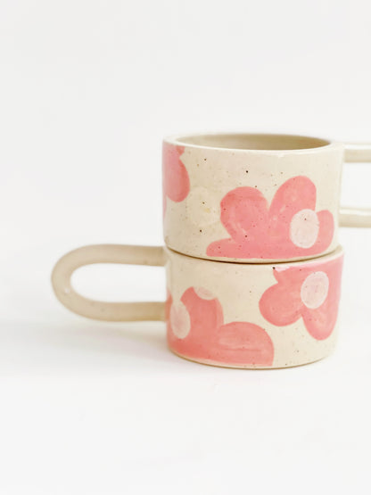 Wide Hand-painted Sprinkle on White Mug