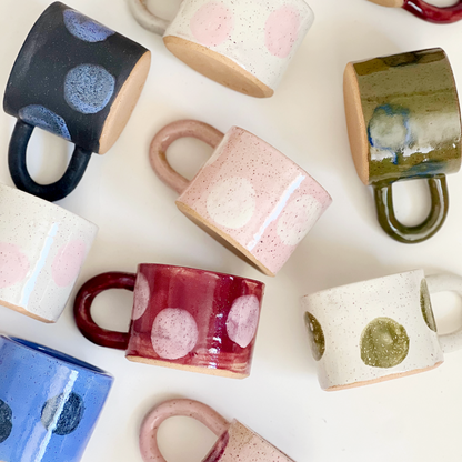 Small Dots Over Color Handmade Ceramics Mug
